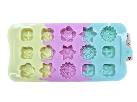 Molde silicona tricolor 15 FLORES